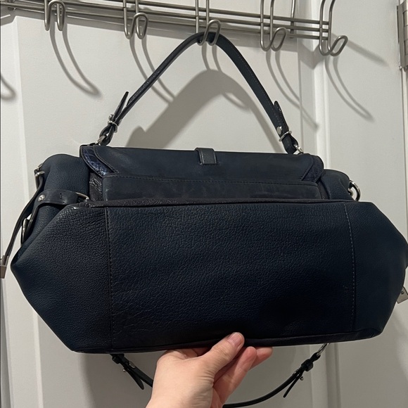 Coach Pinnacle Eva Lake Navy Leather Chained Shoulder Bag - Picture 10 of 14